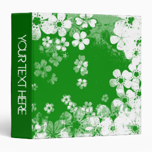 Green and white floral pattern and modern design 3 ring binder