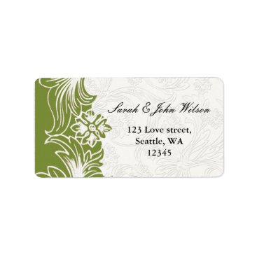 Green and White Floral Spring Wedding Label