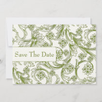 Green and White Floral Spring Wedding Save The Date
