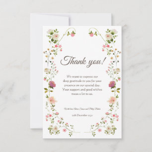 Green and White Floral Wedding thank you card