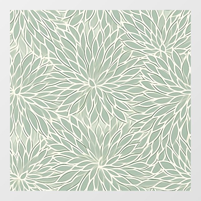 Green and White Flower Wall Decal (Front)