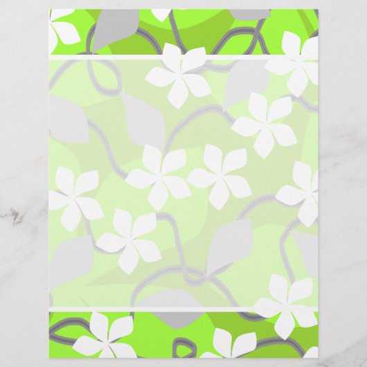 Green and White Flowers. Floral Pattern. (Front)