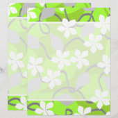 Green and White Flowers. Floral Pattern. (Front/Back)