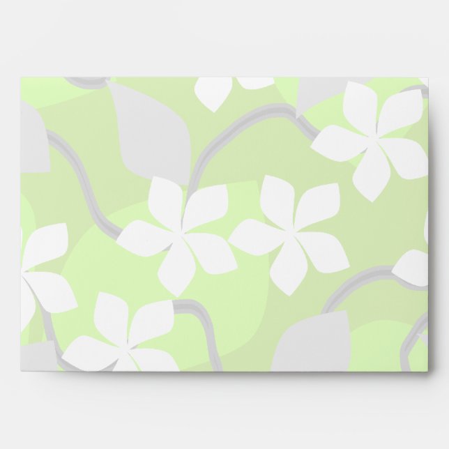 Green and White Flowers. Floral Pattern. Envelope (Front)