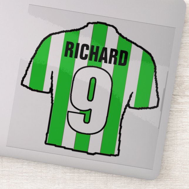 Green and White Football Shirt on a Sticker (Detail)