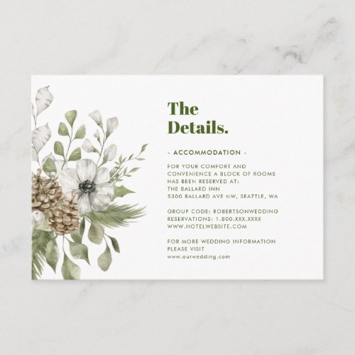 Green and White Forest   Wedding Details  Enclos  Enclosure Card