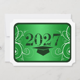 Green and White Frame Graduation Invitation
