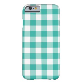 Green And White Gingham Check Pattern Tough iPhone 6 Plus Case