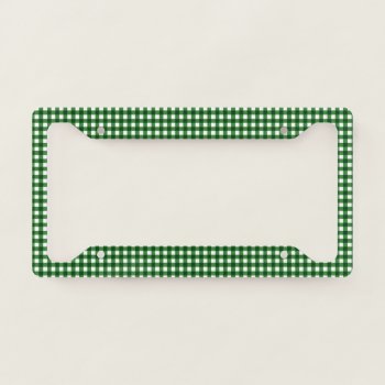 Green And White Gingham License Plate Frame by ChristmasTimeByDarla at Zazzle