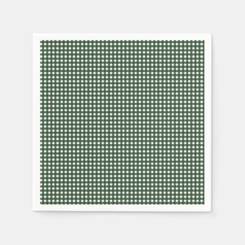 Green and White Gingham Paper Napkins