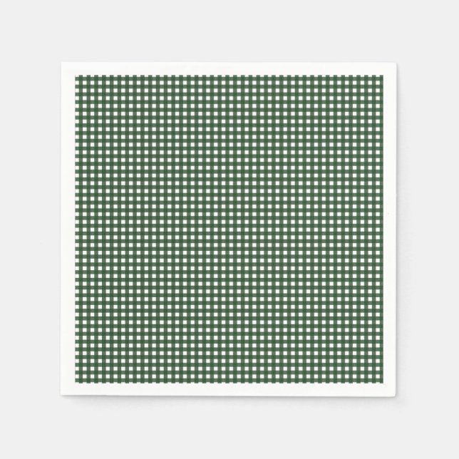 Green and White Gingham Paper Napkins (Front)
