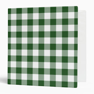 Green and White Gingham Pattern 3 Ring Binder