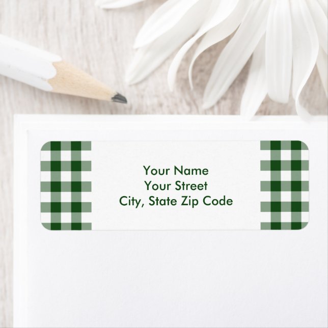 Green and White Gingham Pattern address label (Insitu)