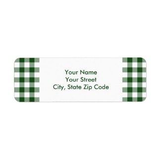 Green and White Gingham Pattern address label
