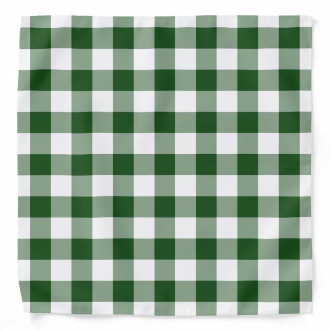 Green and White Gingham Pattern Bandana (Front)