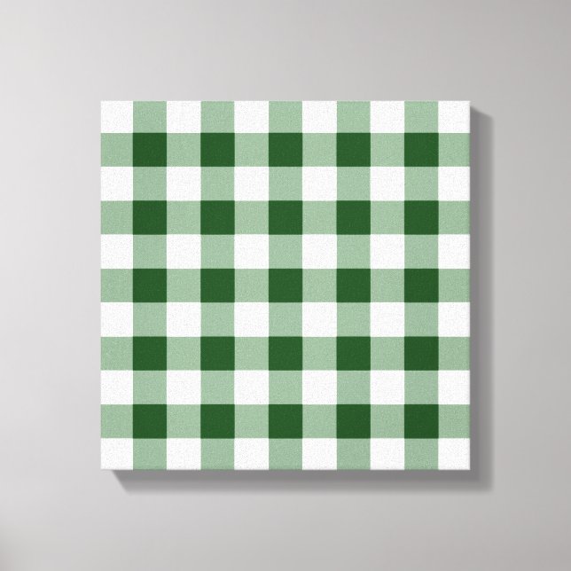 Green and White Gingham Pattern Canvas Print (Front)