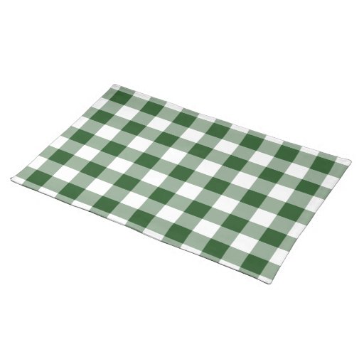 Green and White Gingham Pattern Cloth Placemat | Zazzle