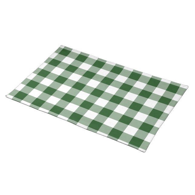 Green and White Gingham Pattern Cloth Placemat (On Table)