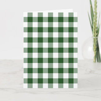 Green and White Gingham Pattern Holiday Card