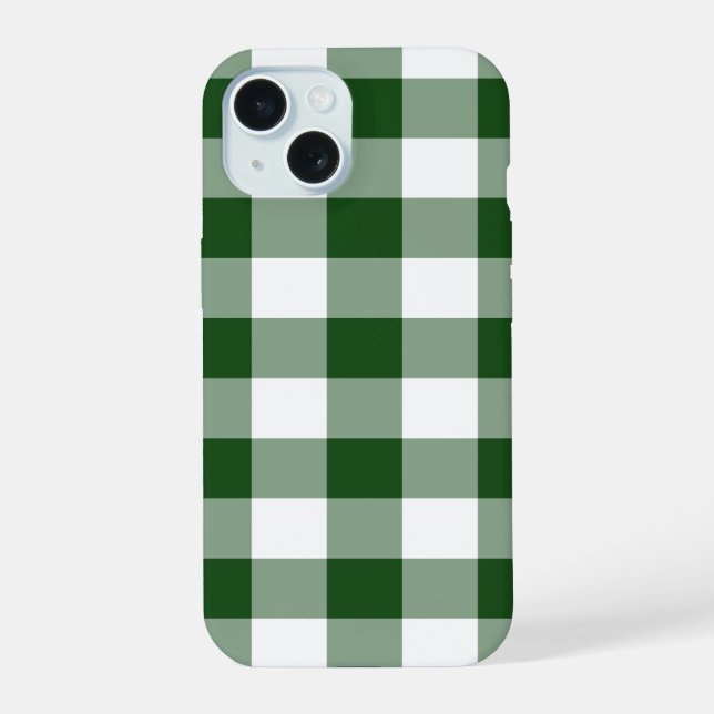 Green and White Gingham Pattern Iphone Case (Back)