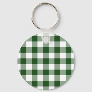Green and White Gingham Pattern Keychain