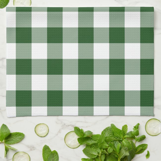 Green and White Gingham Pattern Kitchen Towel