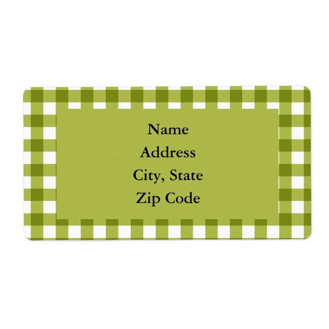 Green and White Gingham Pattern Label (Front)