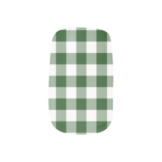 Green and White Gingham Pattern Minx Nail Art