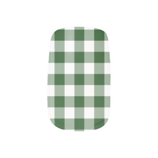 Green and White Gingham Pattern Nail Wraps