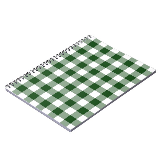 Green and White Gingham Pattern Notebook (Left Side)
