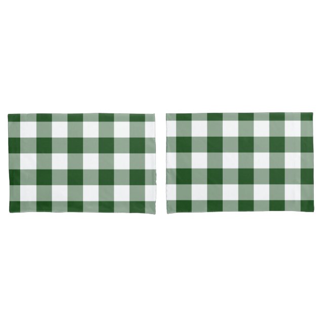 Green and White Gingham Pattern Pillowcase (Front-Set)