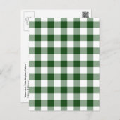 Green and White Gingham Pattern Postcard (Front/Back)