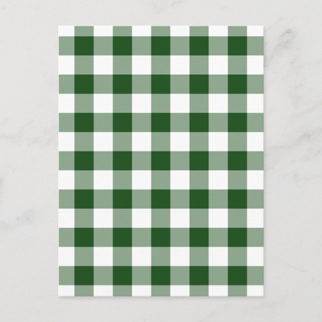 Green and White Gingham Pattern Postcard (Front)