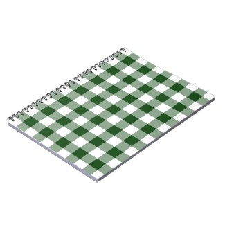 Green and White Gingham Pattern Spiral Notebook