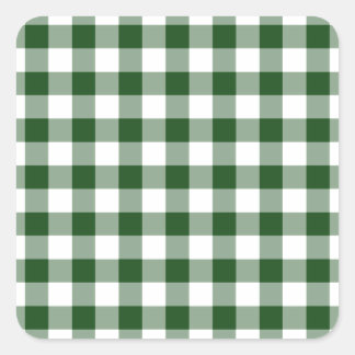 Green and White Gingham Pattern Square Sticker