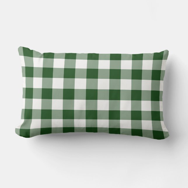 Green and White Gingham Pattern Throw Pillow (Front)
