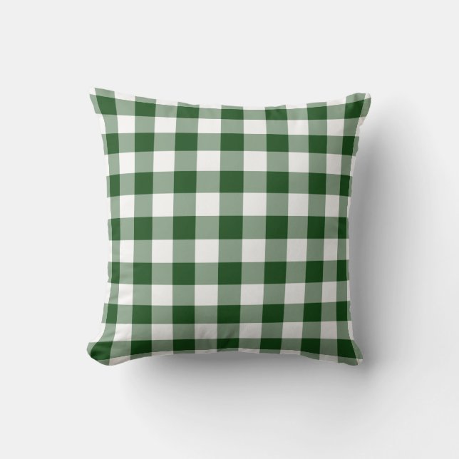 Green and White Gingham Pattern Throw Pillow (Front)