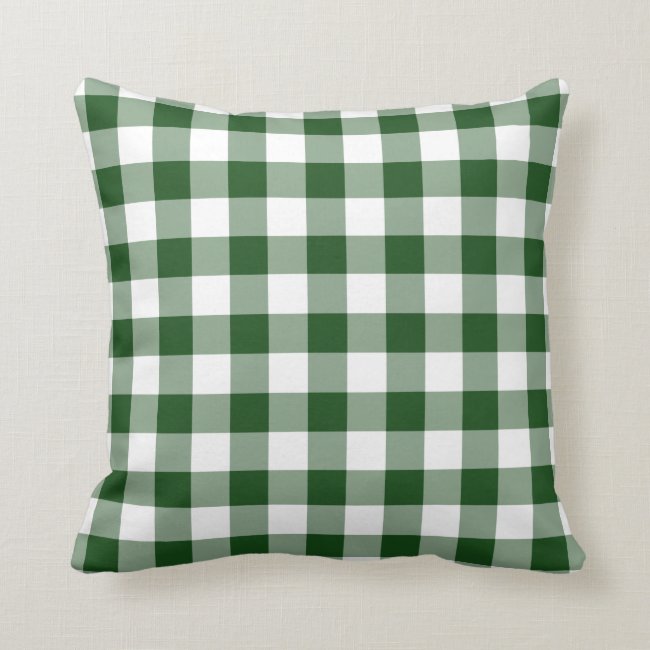 Green and White Gingham Pattern Throw Pillow
