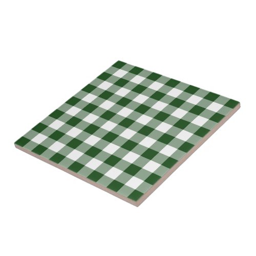 Green and White Gingham Pattern Tile