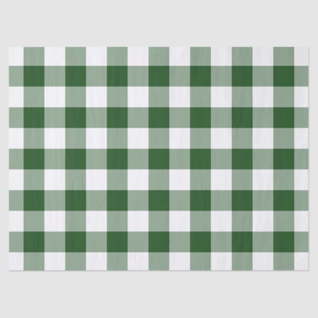 Green and White Gingham Pattern Tissue Paper (Front)
