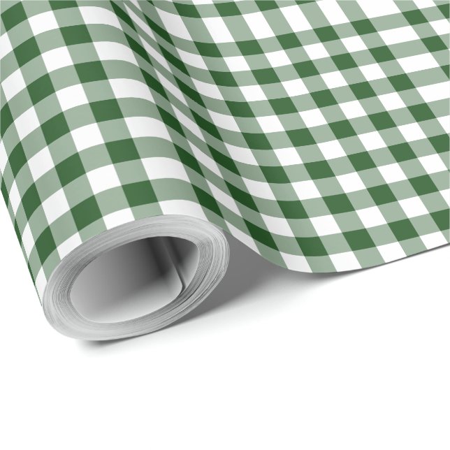 Green and White Gingham Pattern Wrapping Paper (Roll Corner)