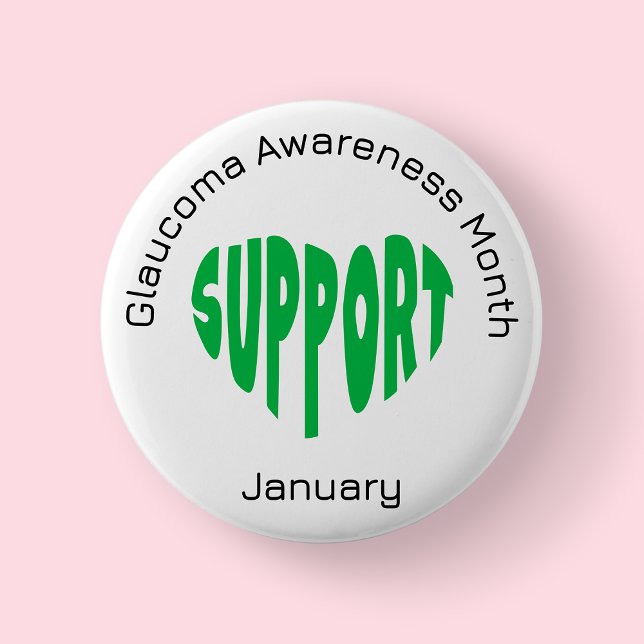 Green And White Glaucoma Awareness Month Button (Glaucoma)
