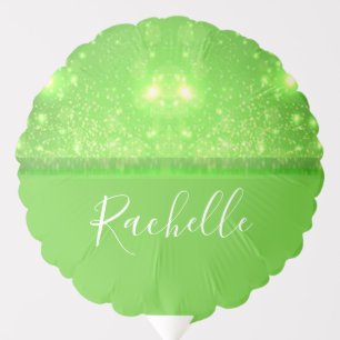 Green and white glitter print balloon