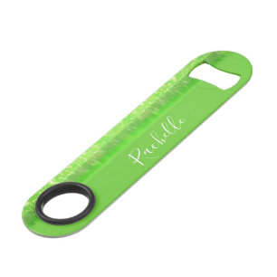 Green and white glitter print bar key