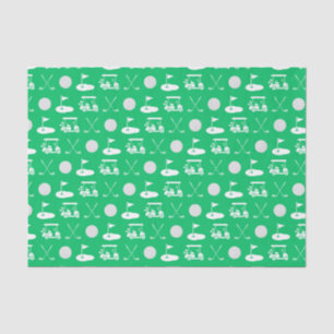Green and White Golf Icons Tissue Paper