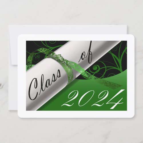 Green and White Graduation Announcement