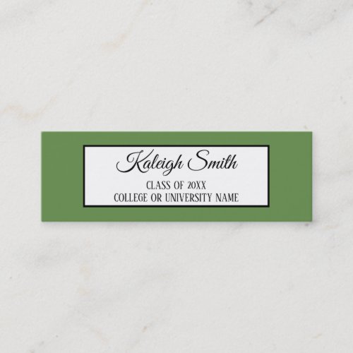 Green and White Graduation Insert Name Card