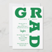 Green and White Graduation Party Invitation (Front)