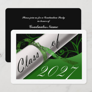 Green and White Graduation Party Invitation