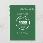 Green and White Graduation Passport Photo Invitation (Front/Back)
